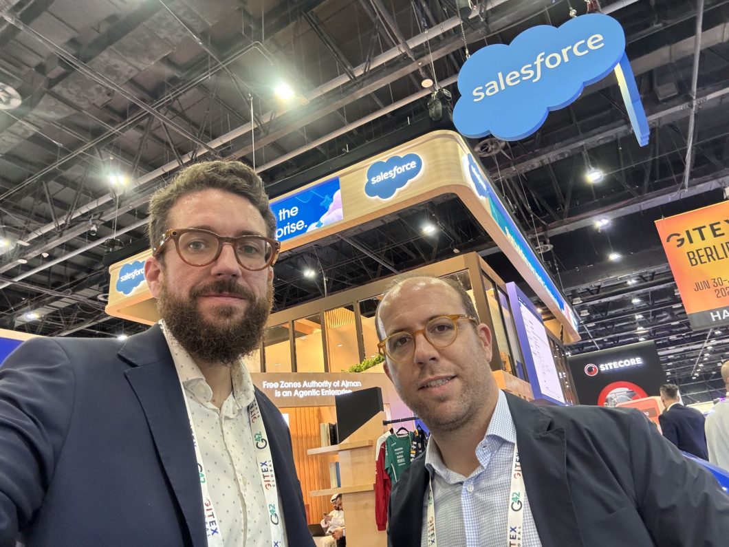 Alfonso and Miguel from Innoarea at the Salesforce stand at GITEX Global 2025