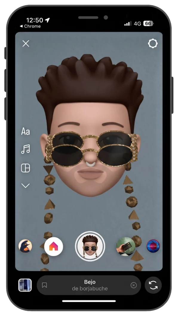 Filtro de Instagram de realidad aumentada del artista Bejo