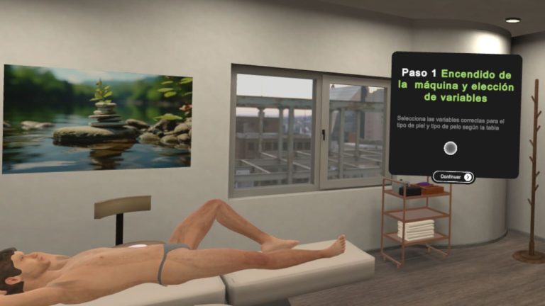 Formación para depilación láser con realidad virtual