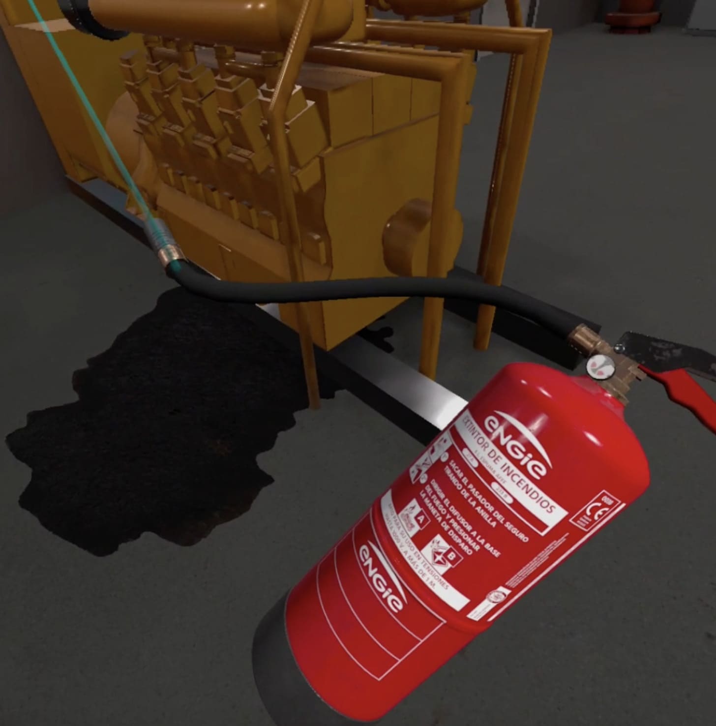 Simulador de realidad virtual de extinción de incendios con extintor real