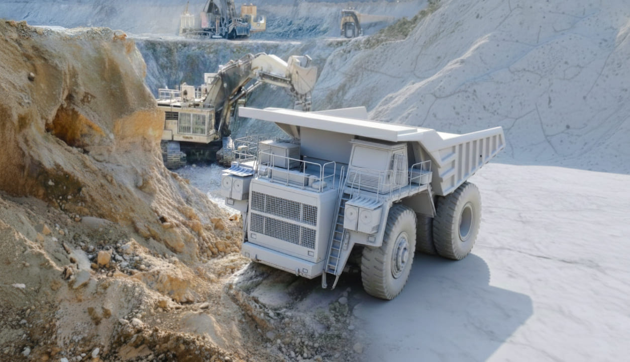 Recreación 3D de maquinaria de minería para Showroom de eventos y ferias