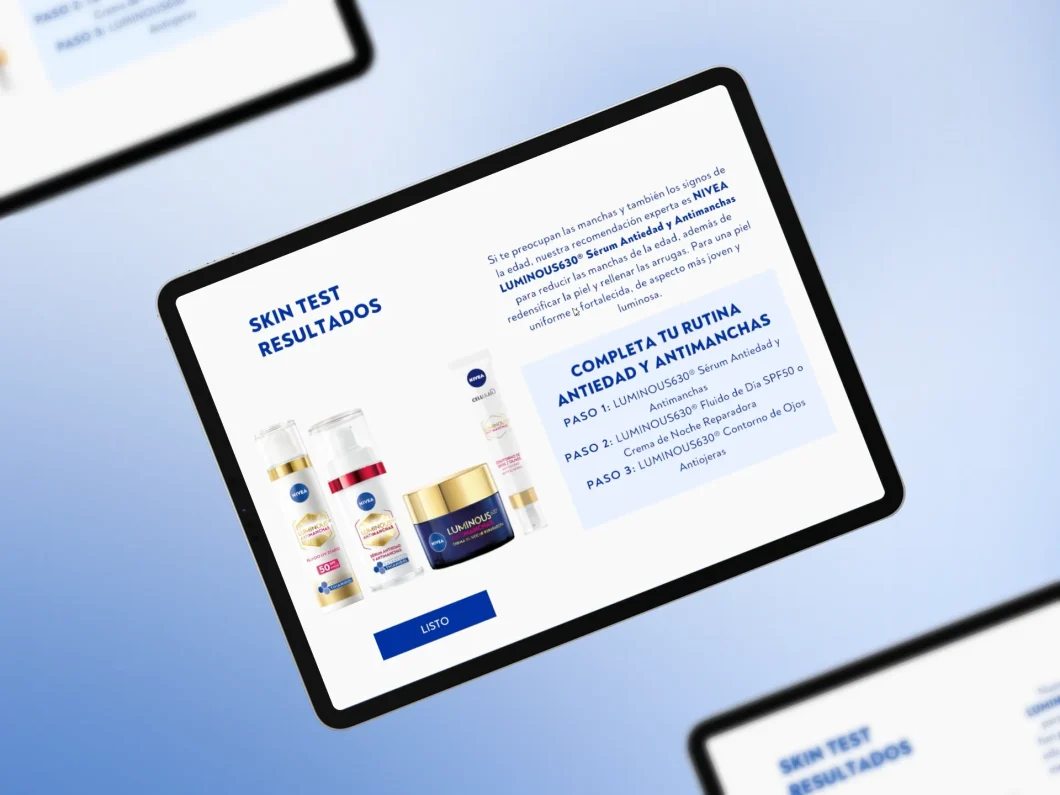 Quiz interactivo para la marca de cosméticos Nivea