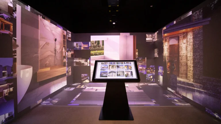 Exhibición en cubo inmersivo para Porcelanosa utilizando IA