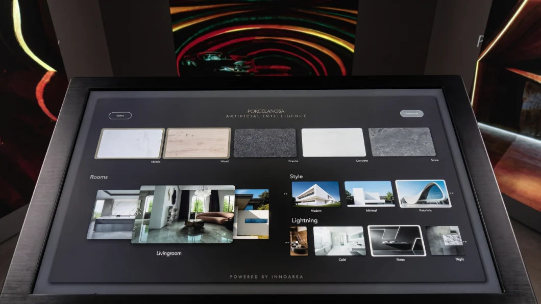 Exhibición en cubo inmersivo para Porcelanosa utilizando IA