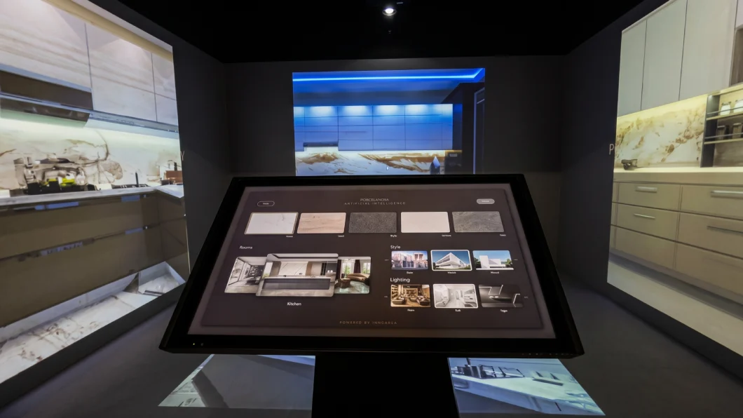 Exhibición en cubo inmersivo para Porcelanosa utilizando IA